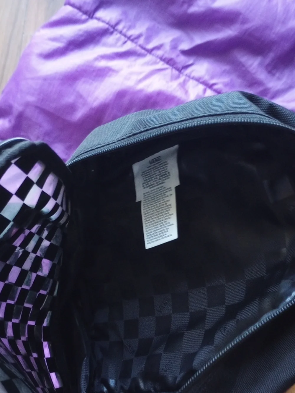 Vans Black Clear Checkered Mini Backpack